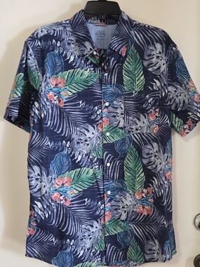 Izod Navy Floral Button-Up Shirt